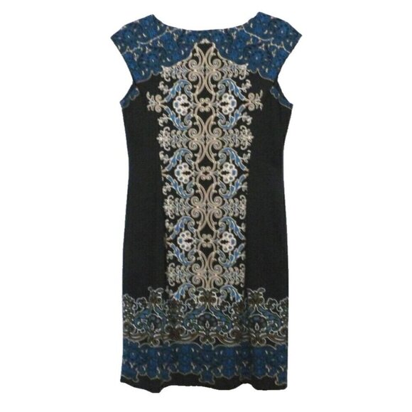 Maggy London Dresses & Skirts - MAGGY LONDON blue, gold & black lined sleeveless polyester blend dress womens 12